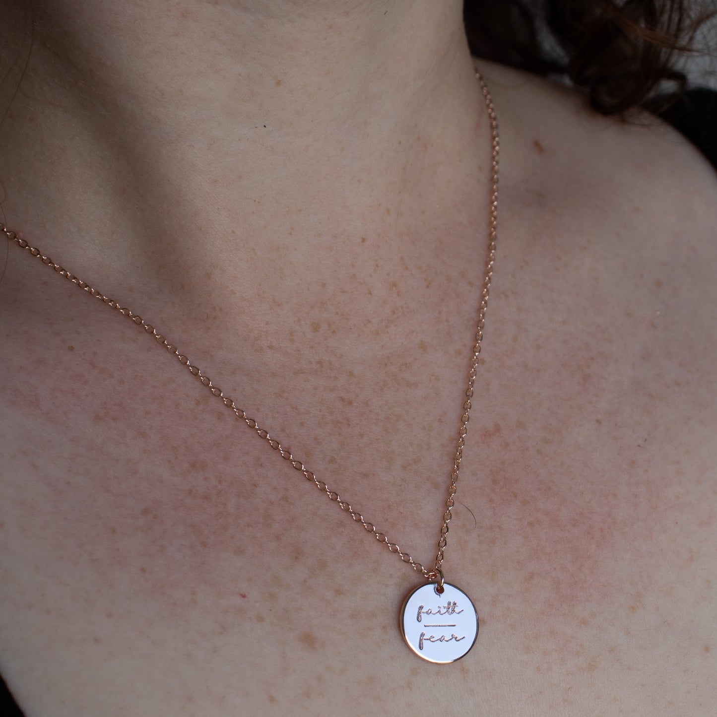 Rose Gold Faith over Fear Necklace