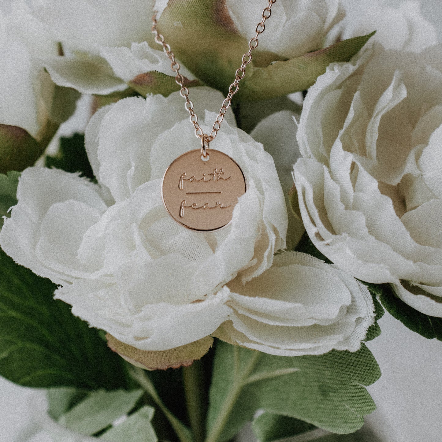 Rose Gold Faith over Fear Necklace